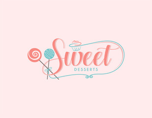 Obraz premium Sweet dessert logo design illustration.