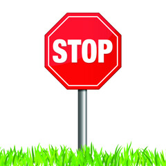 Vector of Stop sign in flat design. Road sign icon. Eps 10 vector illustration.
