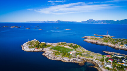 Fototapeta premium A football field in the middle of the sea