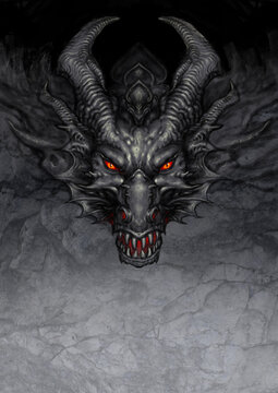 Fierce dragon head - digital illustration