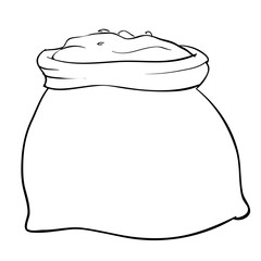 sketch bag with cement, coloring book isolated object on white background, vector illustration,