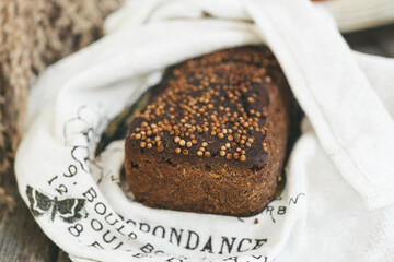 Traditional rectangular rye bread