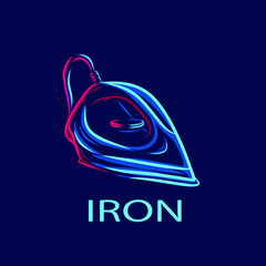 Iron for clothing line pop art potrait logo colorful design with dark background. Abstract vector illustration.