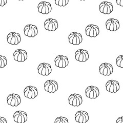 Seamless pattern with black-and white pumpkin on white background. Vector image.