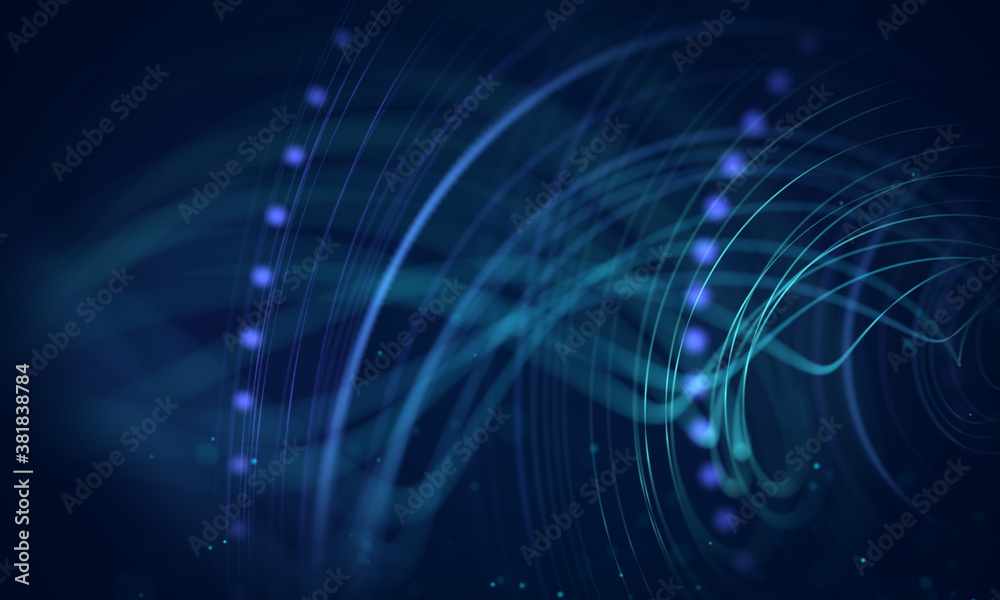 Wall mural beautiful floating abstract particle line pattern background.