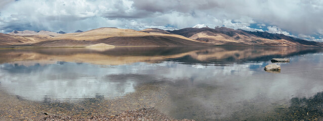 Roerich mountains on Tso Moriri Lake in Ladakh