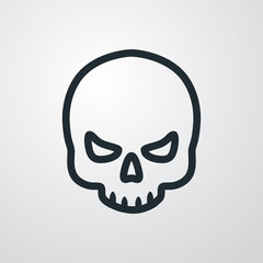 Logotipo lineal calavera sencilla en fondo gris