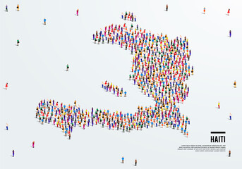 Haiti Map. Large group of people form to create a shape of Haiti Map. vector illustration.