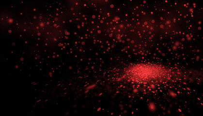 Dark Red glitter sparkles rays lights bokeh Festive Elegant abstract background.