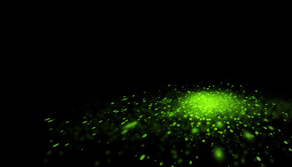 Dark Green glitter sparkles rays lights bokeh Festive Elegant abstract background.