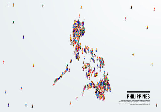 The Philippines Map. Large group of people form to create a shape of Philippines Map. vector illustration.