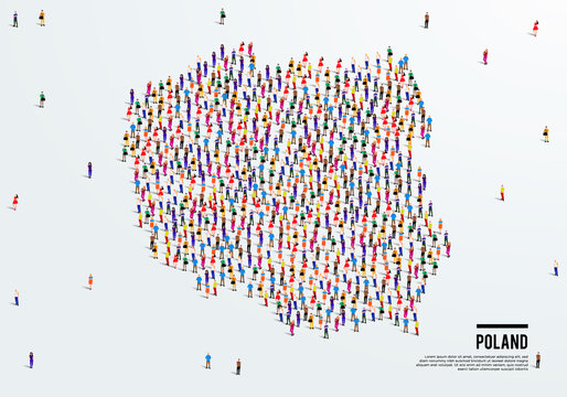 Fototapeta Poland Map. Large group of people form to create a shape of Poland Map. vector illustration.