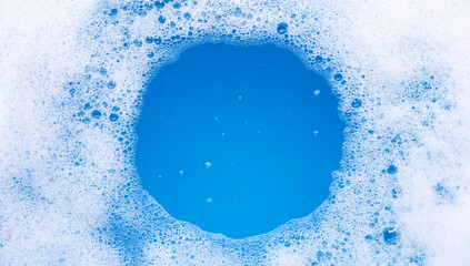 Frame made of detergent foam bubble. Top view