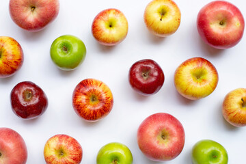 Fresh apples on white background. Top view