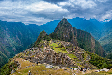 Overview of the lost inca city Machu Picchu in Peru.