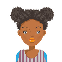 Girl of head, face and hairstyle. Character of nikoid women personality.