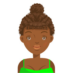 Girl of head, face and hairstyle. Character of nikoid women personality.