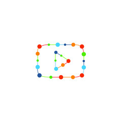 Play symbol colorful connected dots digital modern flat vector icon logo