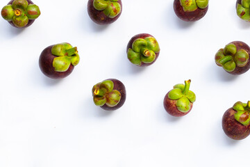 Mangosteen on white background.