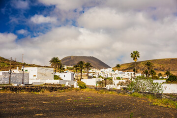 Fototapeta na wymiar Volcanic landscape of small town La Haria. Lanzarote Canary Islands Spain