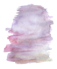 Purple watercolor stain isolated on white background. Empty texture hand-drawn abstract pattern