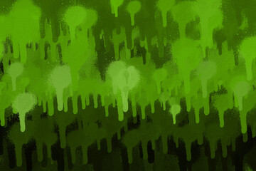 Green spray paint ink texture. Graffiti painting on the wall. Street art and vandalism. Digitally airbrushed paper background.