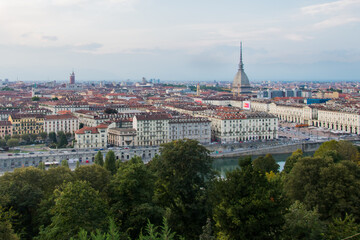 Fototapeta na wymiar Skyline of Turin from Monte dei Capuccini