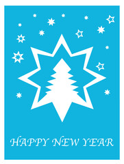 Snowflakes and stars on light blue background