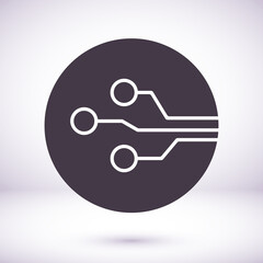 Vector printed circuit board human brain vector icon. Concept illustration  vector icon of cpu in the center of computer system.  vector icon