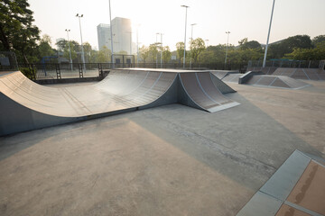 Skatepark ramps in the sunrise © lzf