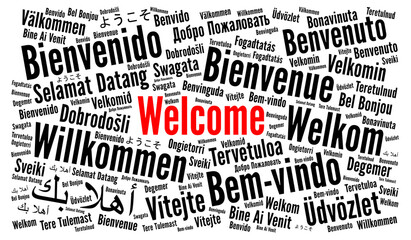 Welcome word cloud in different languages
