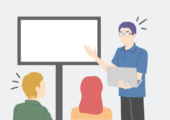 Illustration of  having a meeting