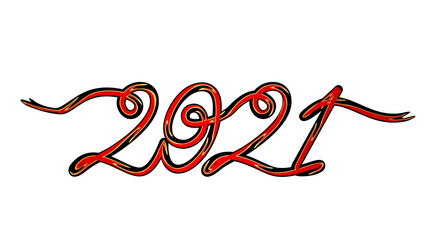 Happy new year 2021 greeting card.handwritten calligraphy template for poster print, banner.
