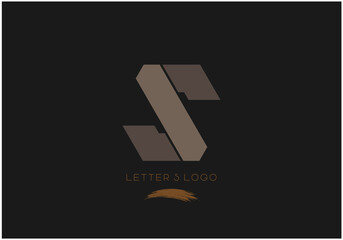 coffee color capital alphabet letter S logo design isolated on black background