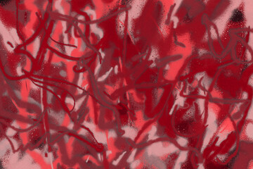 Red spray paint ink texture. Graffiti painting on the wall. Street art and vandalism. Digitally airbrushed paper background.
