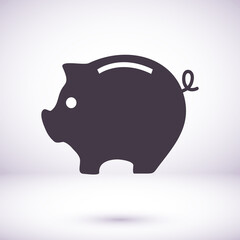 coins piggy bank outline flat vector icon. Single high quality outline logo symbol for web design or mobile app vector icon. Thin line coins piggy bank logo. vector icon gray icon pictogram isolated