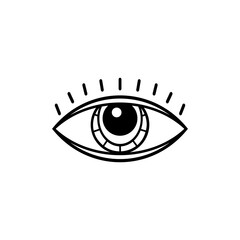 Eye black icon. Occult mystic eye symbol. Esoteric sign. Vector illustration isolated on white.