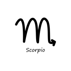 Scorpio icon. Zodiac line black symbol. Vector isolated on white.