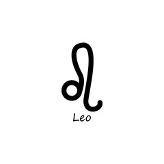 Leo icon. Zodiac line black symbol. Vector isolated on white.