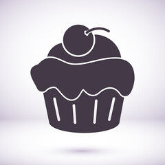  Cupcake vector icon. Two-tone version of cupcake vector icon on white and black background. vector icon Small cake designed to serve one person vector icon .