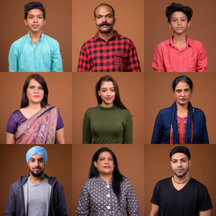 Collage of diverse and mixed age Indian people