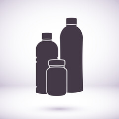 Plastic Bottle of Water. Flat Vector Icon illustration. Simple black symbol on white background Vector Icon. Plastic Bottle of Water sign design Vector Icon