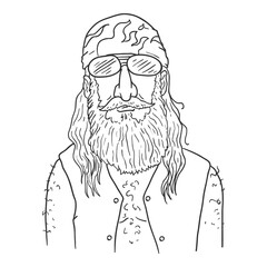 Vector Outline Illustration Biker Character