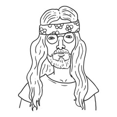 Vector Outline Character - Hippie Man.