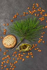 Pine nuts, pine nut oil and cedar branch