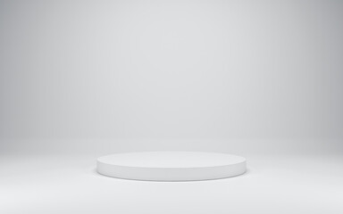 Blank white podium on white colors background, 3d render