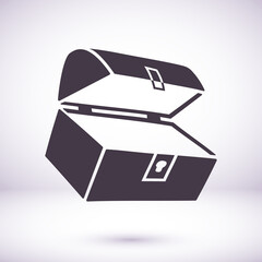 Treasure chest vector icon Vintage wooden chest isolated on vector icon blue vector icon background treasure gift water