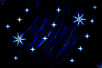 Starry night. Abstract blue background with bright stars