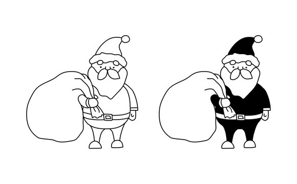 かわいいサンタさんの手描きイラストのセット／サンタクロース／クリスマス／冬／12月／アイコン