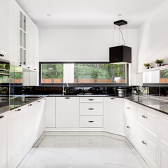 Classic style black and white kitchen